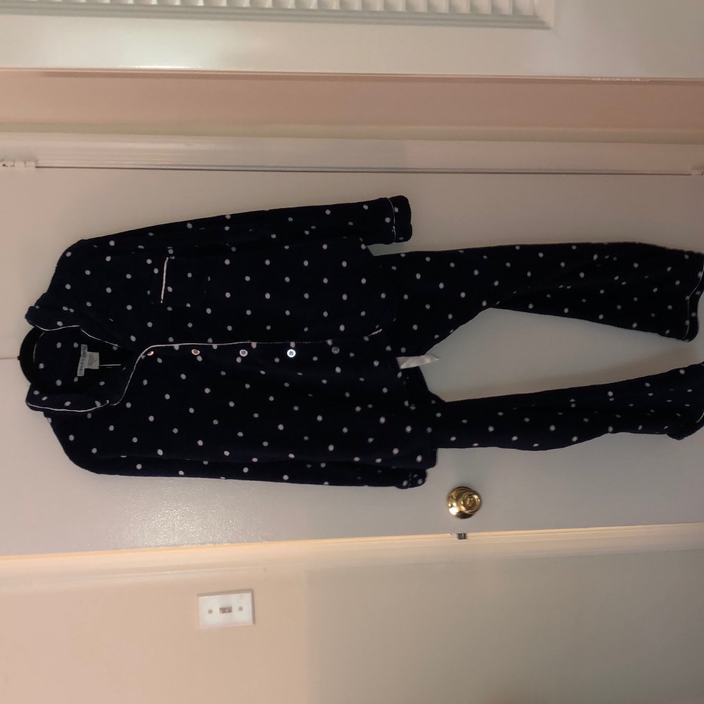 PJ set! Navy blue with cute white polka dots.